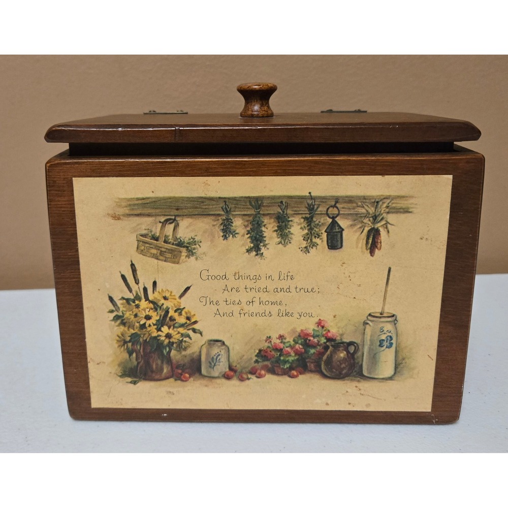 Vintage Wooden Recipe Box Full Handwritten Recipes Cards Cottagecore Farmhouse